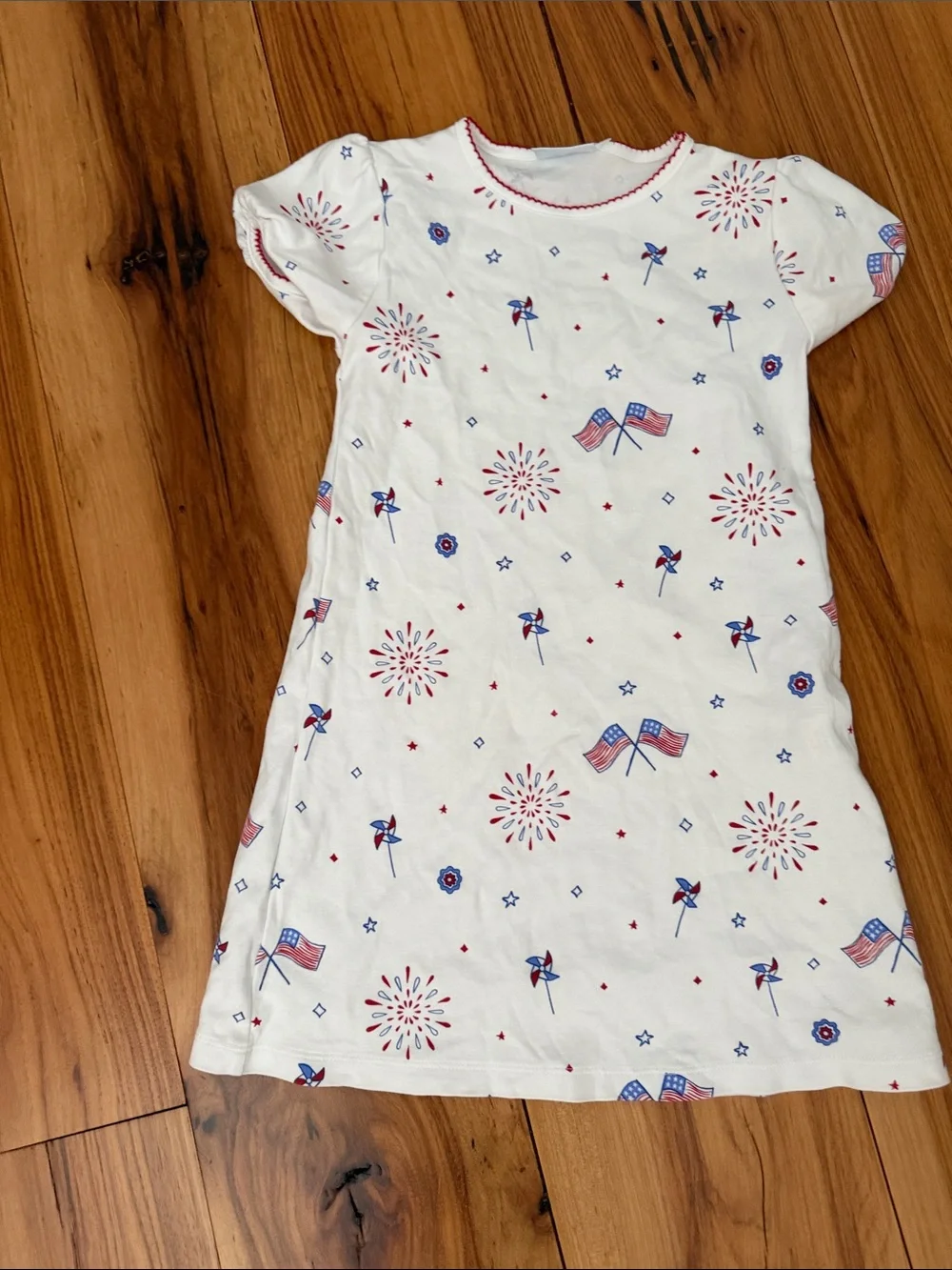 Kids White Patriotic Short-Sleeve Dress